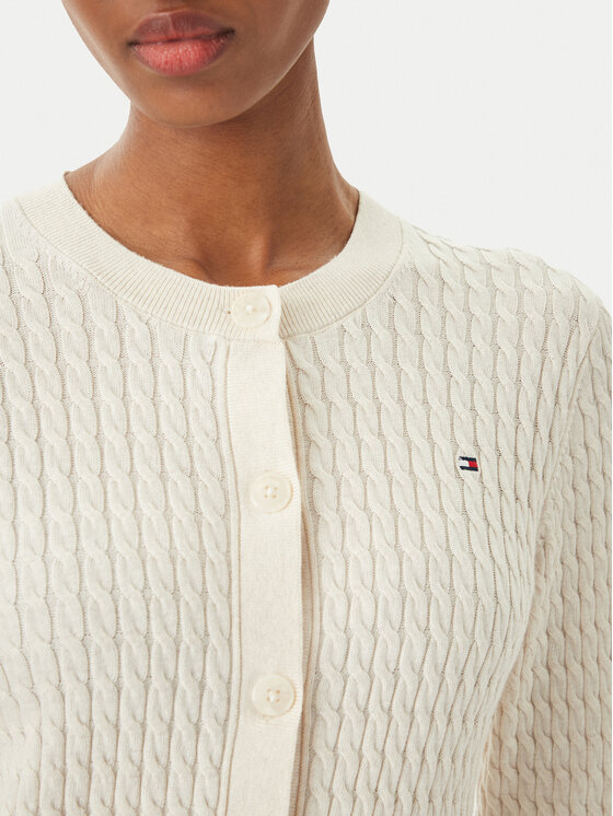 Tommy Hilfiger Tommy Hilfiger Kardigán WW0WW43329 Ekru Regular Fit