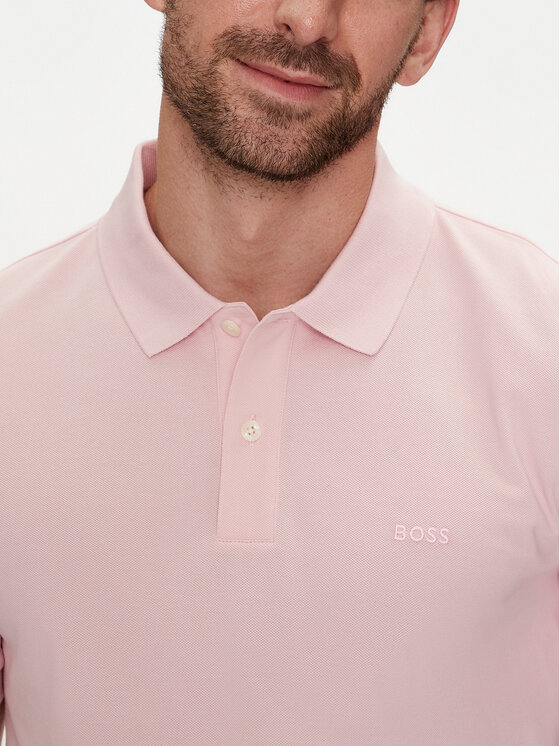 BOSS Boss Тениска с яка и копчета Pallas 50468301 Розов Regular Fit