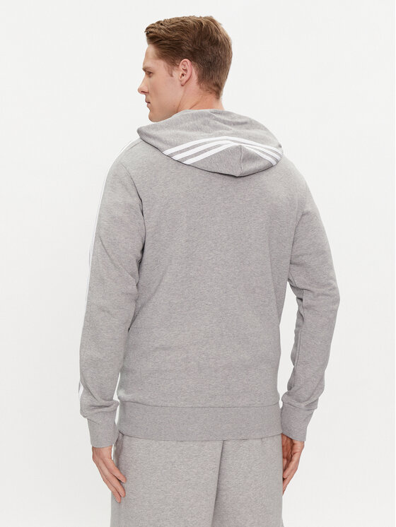 adidas adidas Jopa Essentials French Terry 3-Stripes Full-Zip Hoodie IC9833 Siva Regular Fit