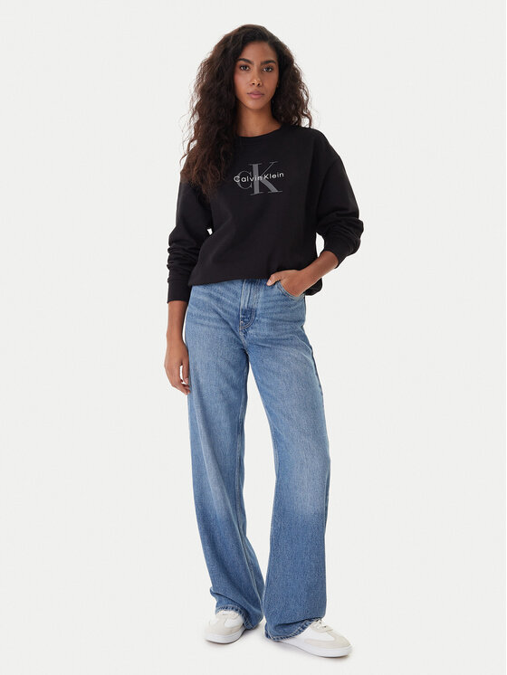 Calvin Klein Jeans Calvin Klein Jeans Džemperis ar kapuci Monologo LV047B234G Melns Regular Fit