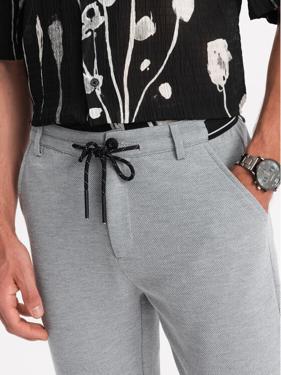 Ombre Ombre Kalhoty z materiálu OM-PACP-0116 Šedá Regular Fit