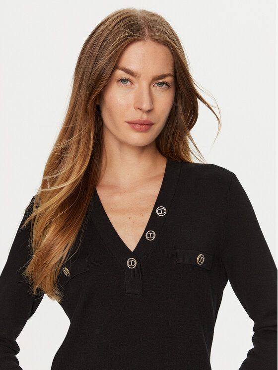 TWINSET TWINSET Sukienka dzianinowa 241TP3094 Czarny Regular Fit