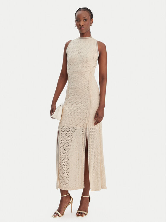 Guess Guess Коктейлна рокля W6GK16 K2953 Бежов Slim Fit