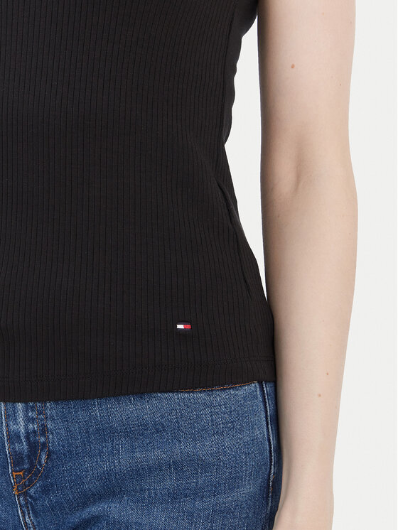 Tommy Hilfiger Tommy Hilfiger Top WW0WW38635 Czarny Slim Fit