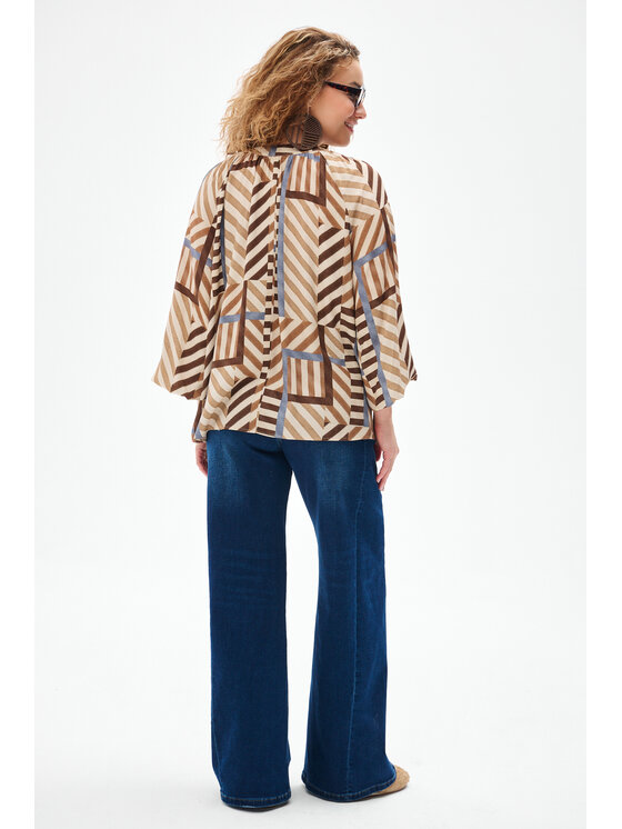 blue shadow blue shadow Bluzka Zora Beżowy Regular Fit