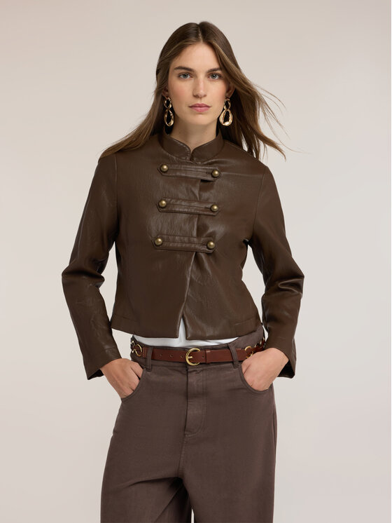 Motivi Motivi Kurtka z imitacji skóry R061Q001208N032 Brązowy Cropp Fit