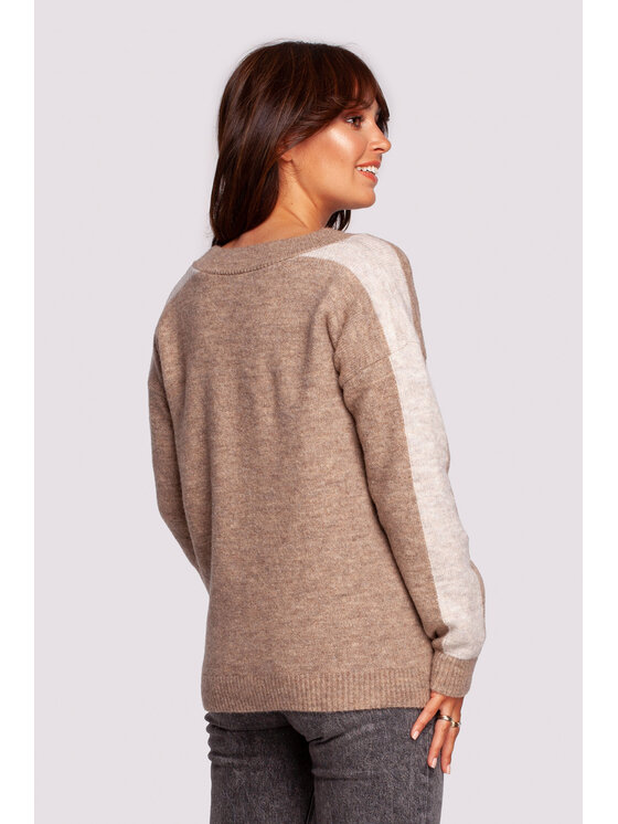 BeWear BeWear Sweter BK093 Brązowy Modern Fit