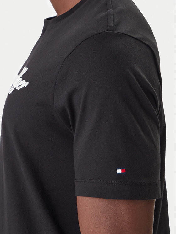 Tommy Hilfiger Tommy Hilfiger Футболка Script Logo MW0MW33691 Чорний Regular Fit