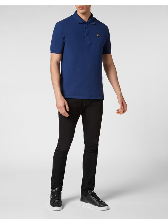 PHILIPP PLEIN PHILIPP PLEIN Polo 295 Niebieski jasny Slim Fit