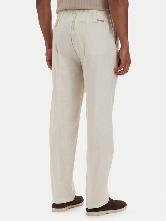 Calvin Klein Calvin Klein Medžiaginės kelnės LV04LF619G Šviesiai smėlinė Straight Fit