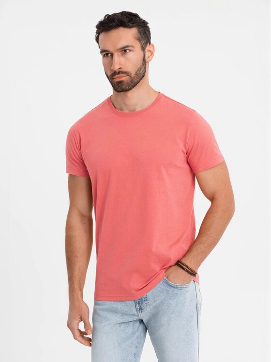 Ombre Ombre T-Shirt OM-TSBS-0236 Różowy Regular Fit