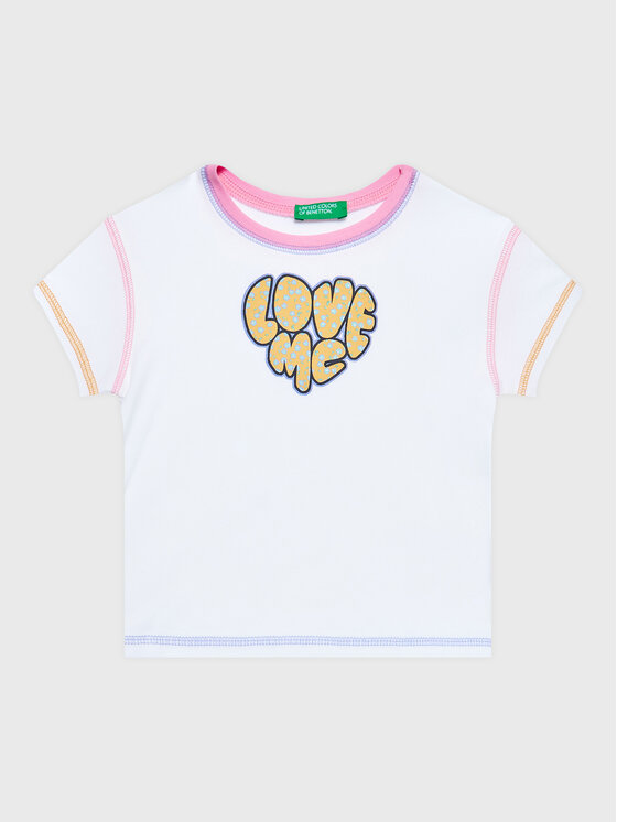 United Colors Of Benetton Tricou 3I9WG107Y Alb Regular Fit