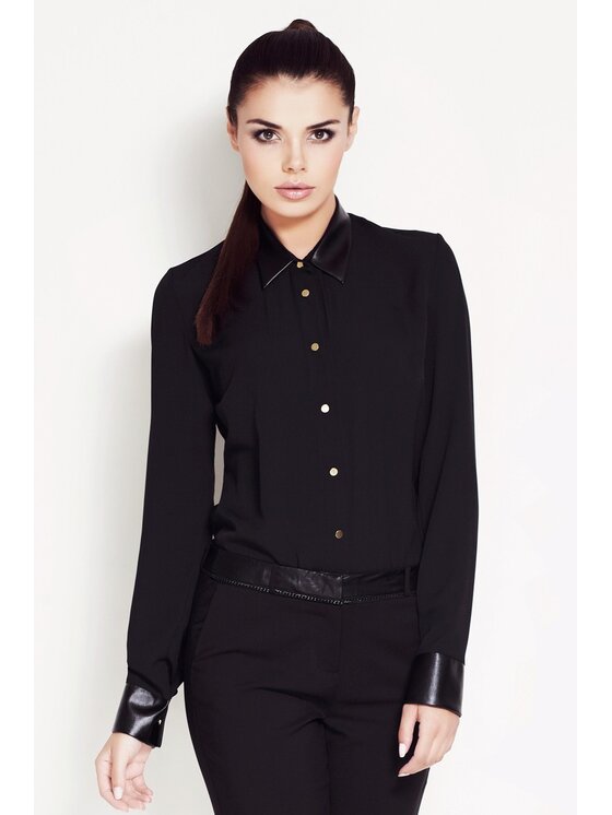 Awama Awama Koszula A050 Czarny Basic Fit