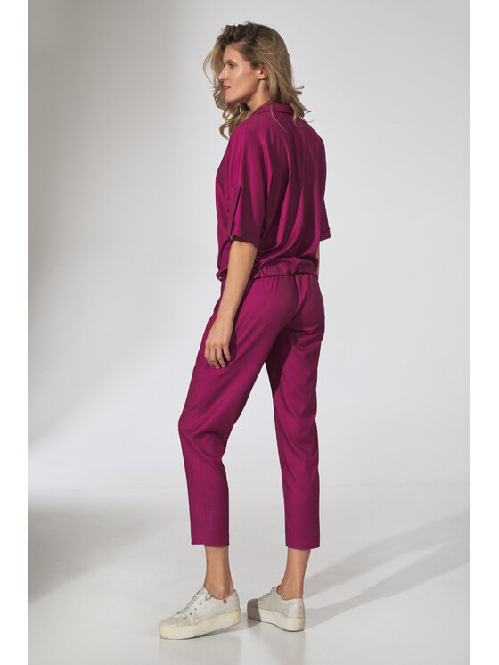 FIGL FIGL Spodnie damskie M743 Fioletowy Regular Fit