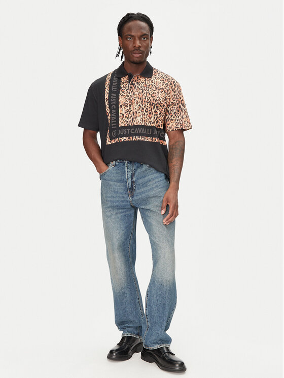 Just Cavalli Just Cavalli Polo marškinėliai 78OAGE15 Juoda Regular Fit