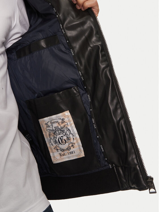 Guess Guess Μπουφάν από απομίμηση δέρματος M4BL28 WGJ60 Μαύρο Regular Fit