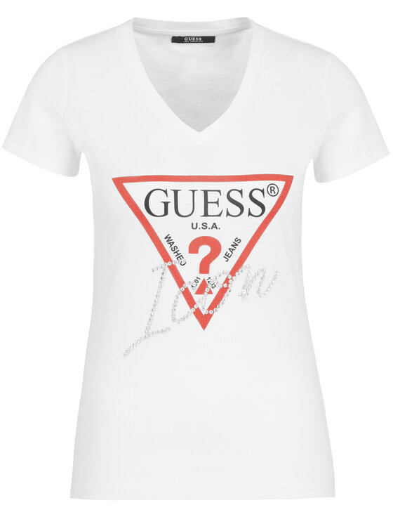 Guess Guess T-Shirt W92I59 K75R0 Bílá Slim Fit