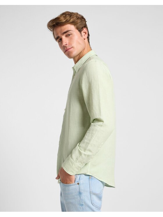 Lee Lee Koszula PATCH SHIRT Zielony Regular Fit