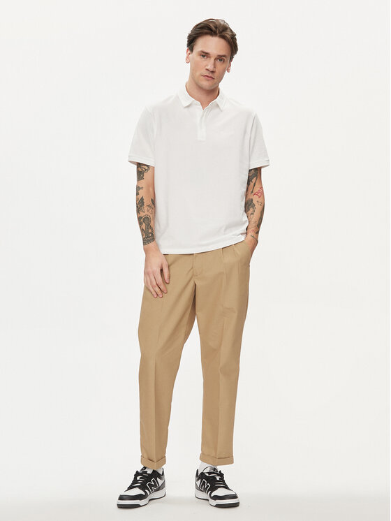 Pepe Jeans Pepe Jeans Тениска с яка и копчета Harper PM542157 Бял Regular Fit