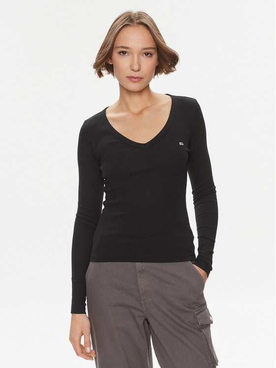 Tommy Jeans Tommy Jeans Halenka Essential DW0DW17990 Černá Slim Fit