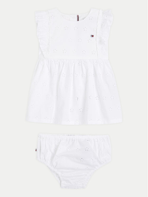 Tommy Hilfiger Tommy Hilfiger Suvekleit Broderie KN0KN01803 Valge Regular Fit