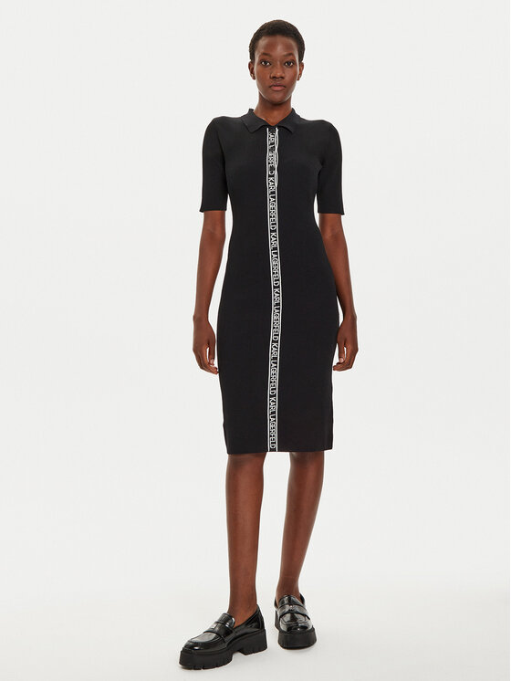 KARL LAGERFELD KARL LAGERFELD Trikotažinė suknelė 246W1320 Juoda Slim Fit