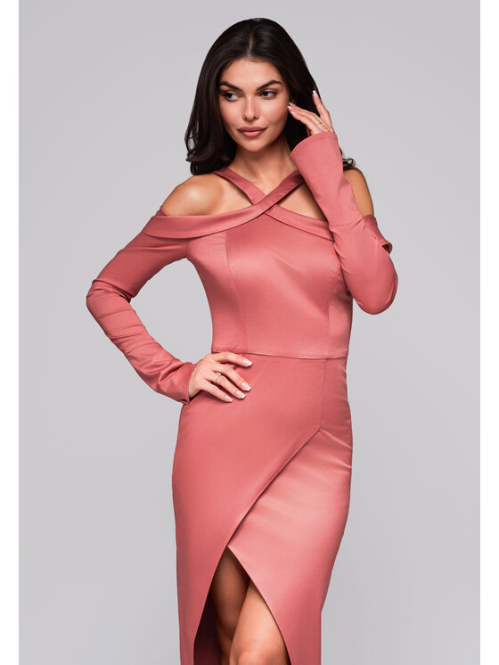 Ombre Ombre Sukienka wieczorowa LA-OM-DLR250 Różowy Regular Fit