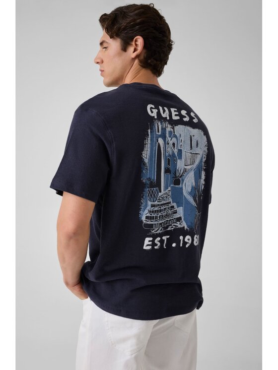 Guess Guess T-Shirt 183045 Modrá Classic Fit