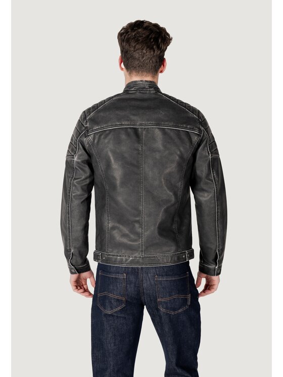 Jack&Jones Jack&Jones Μπουφάν δερμάτινο JJEROCKY WASHED PU JACKET NOOS Μαύρο Regular Fit