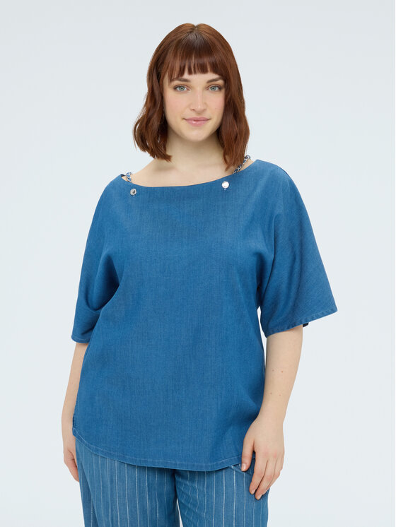 Fiorella Rubino Fiorella Rubino Bluzka 2005L000661N004 Niebieski Regular Fit