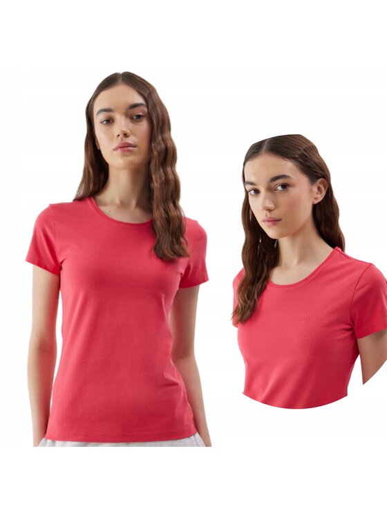 4F 4F T-Shirt 4FWSS24 TTSHF1161 62S CZERWONY L Czerwony Custom Slim Fit