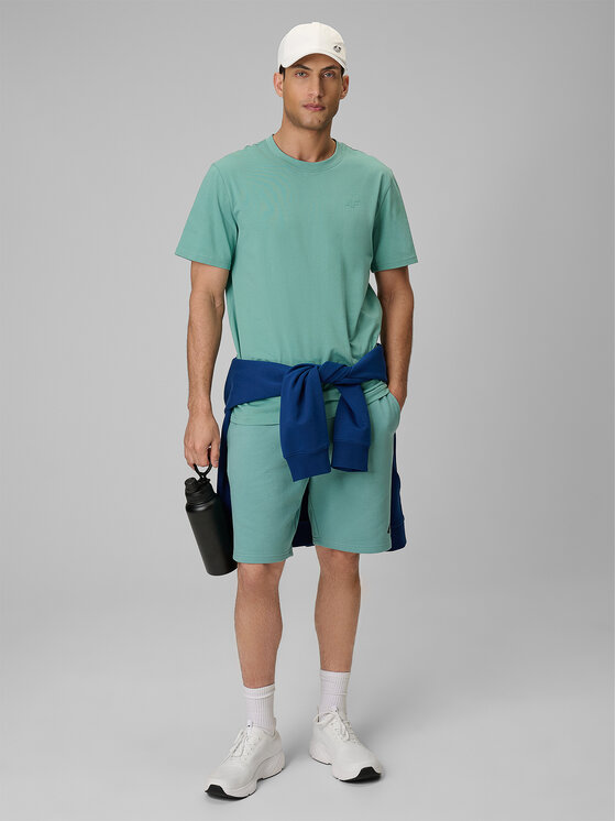 4F 4F T-Shirt BASIC+ Turkusowy Regular Fit