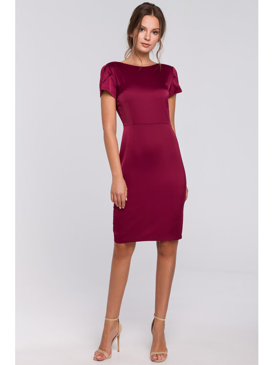 Makover Makover Večerní šaty K041 Bordó Regular Fit