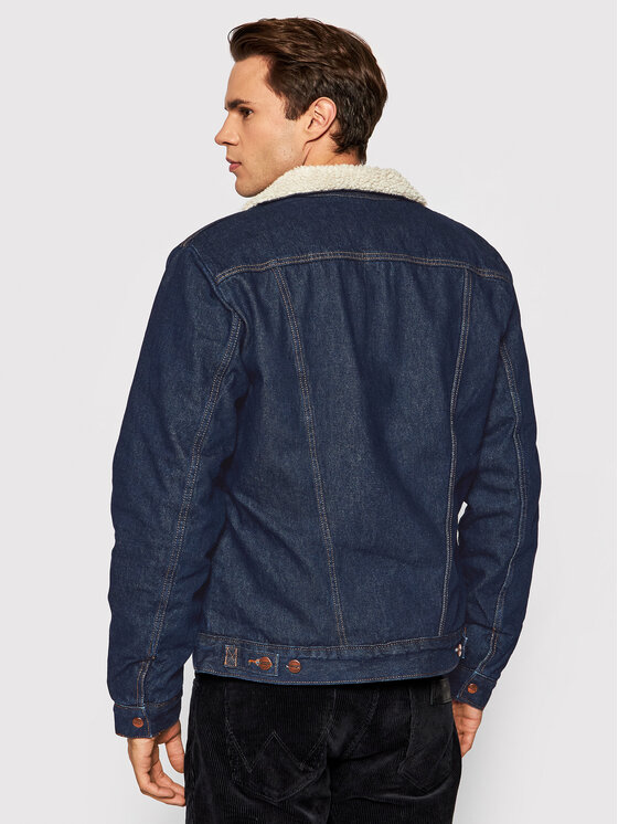 Wrangler Jeansjacke Sherpa W4MSUG37F 112141372 Dunkelblau Regular 