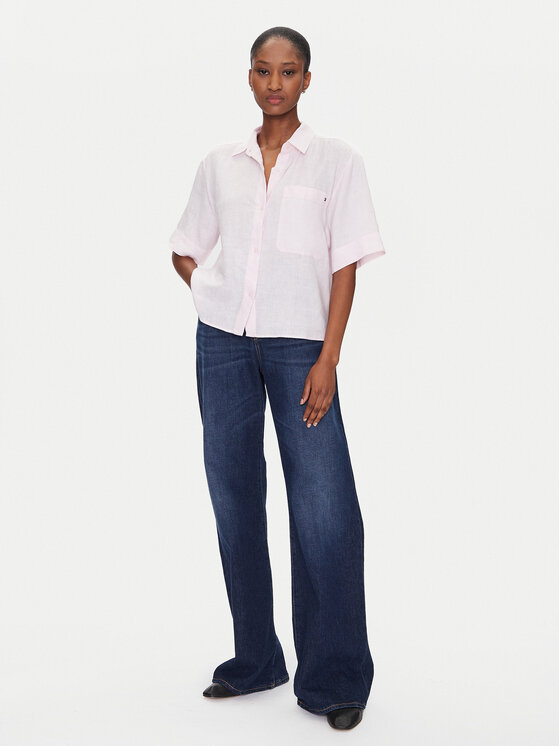 Tommy Hilfiger Tommy Hilfiger Cămașă WW0WW44720 Roz Relaxed Fit