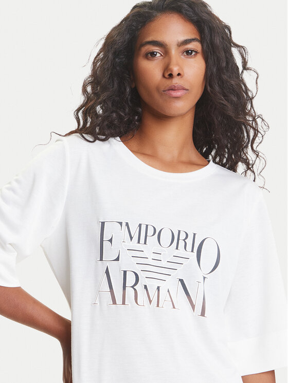 Emporio Armani Emporio Armani Sukienka codzienna EW000618 AF12187 U1131 Biały Loose Fit
