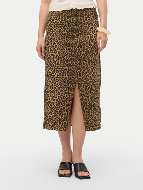Vero Moda Džínsová sukňa Veri 10331065 Hnedá Regular Fit