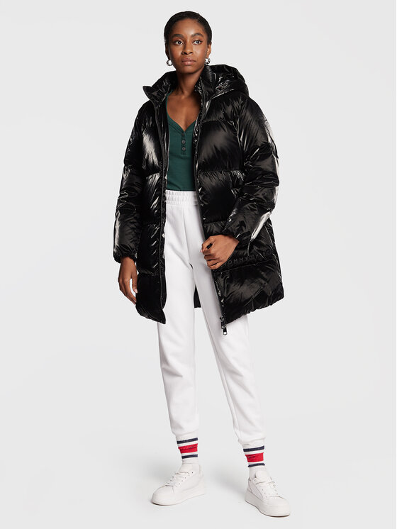 Tommy Hilfiger Tommy Hilfiger Pūkinė striukė Metallic WW0WW35935 Juoda Loose Fit