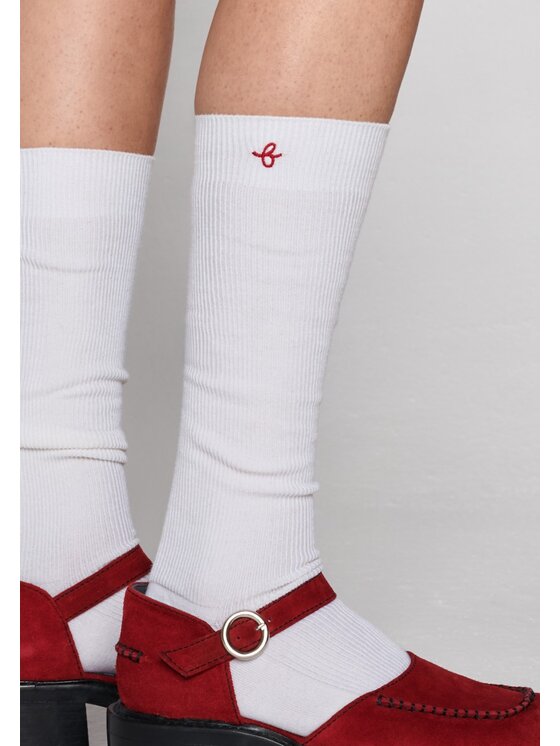 B SIDES B SIDES Podkolanówki MERINO UNISEX Biały
