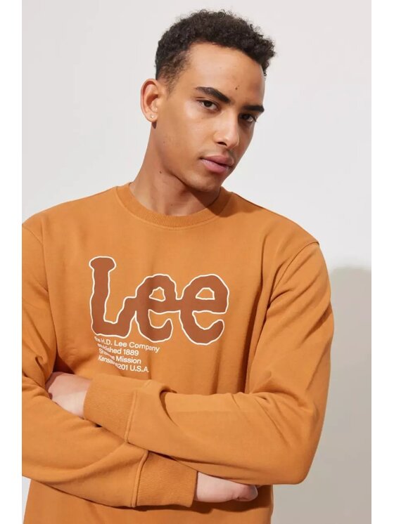 Lee Lee Bluza SEASONAL LOGO CREW SWS Pomarańczowy Regular Fit