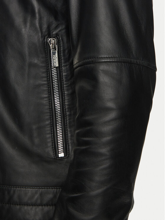 KARL LAGERFELD KARL LAGERFELD Kožená bunda 555083 551420 Černá Regular Fit
