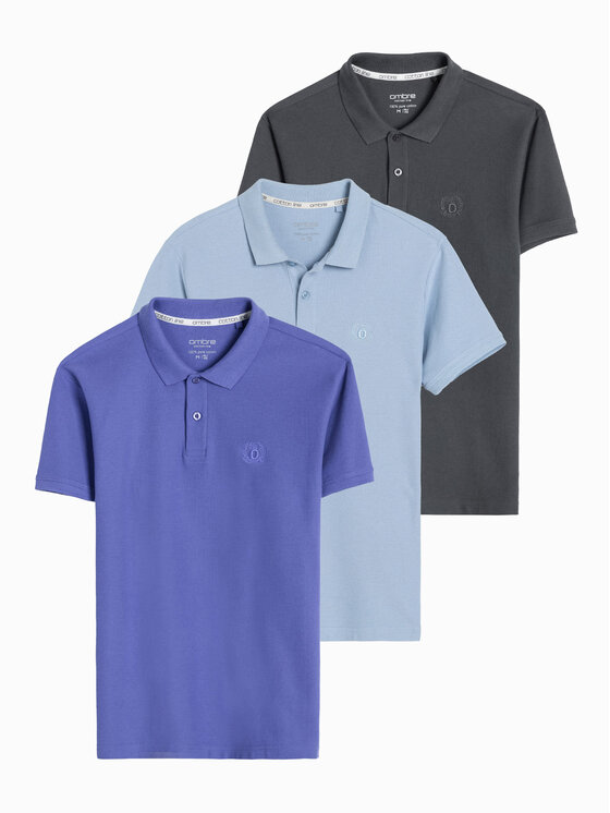 Ombre Set di 3 magliette polo Z28 Viola Regular Fit Modivo
