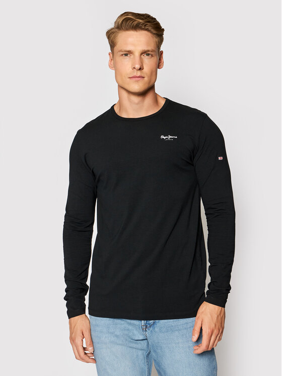 Pepe Jeans Marškinėliai ilgomis rankovėmis Original Basic 2 PM506138 Juoda Slim  Fit | HOF.lt