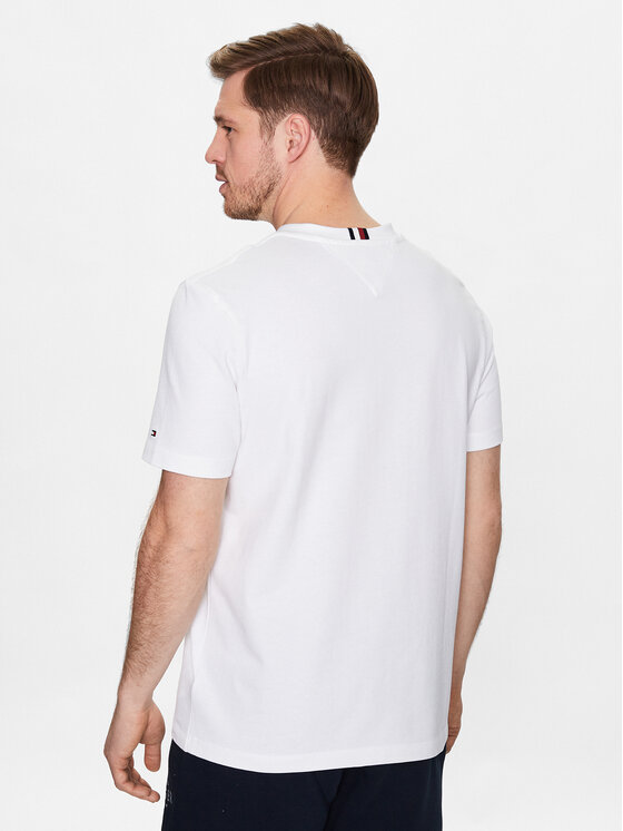Tommy Hilfiger T-Shirt Curved Monogram MW0MW30043 Weiß Regular Fit 