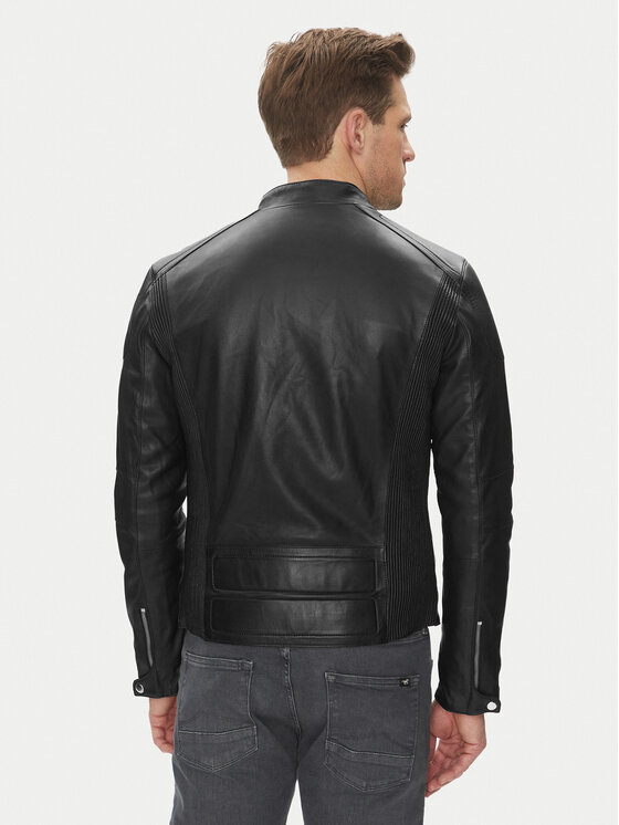 Serge Pariente Serge Pariente Lederjacke Couture Schwarz Slim Fit