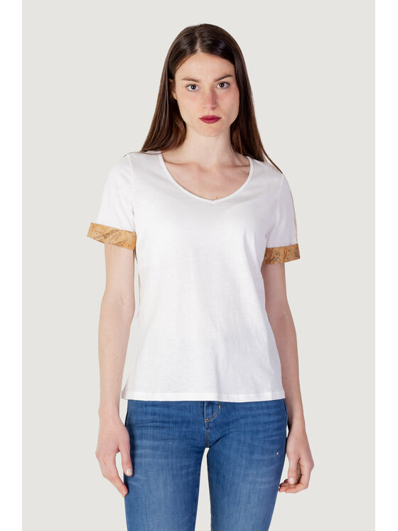 Alviero Martini Prima Classe Alviero Martini Prima Classe T-Shirt C/RISVOLTI Biały Shirt Fit