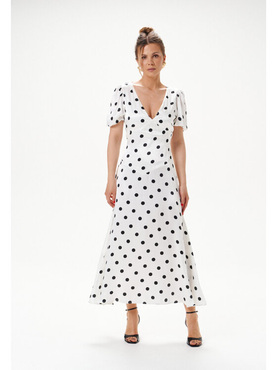 Mirons Mirons Sukienka wieczorowa print Biały Feminine Fit