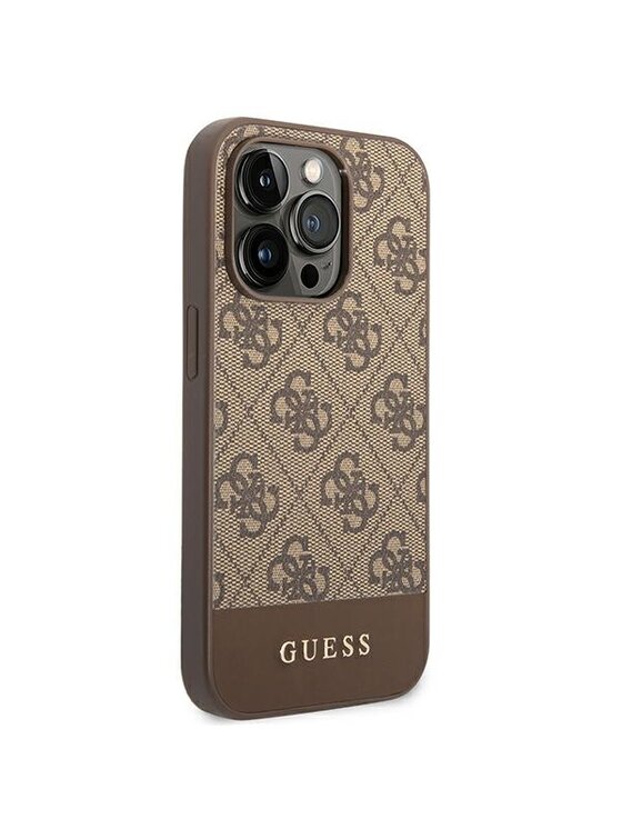 Guess Guess Etui na telefon Stripe Brązowy