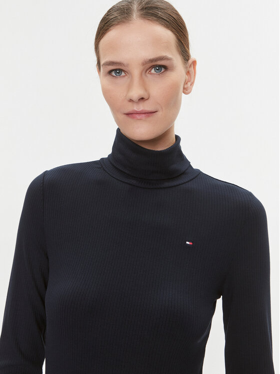 Tommy Hilfiger Tommy Hilfiger Krekls ar augstu apkakli 5x2 WW0WW39826 Tumši zils Slim Fit