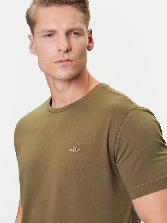 Gant Gant Tričko Shield 2003184 Zelená Regular Fit